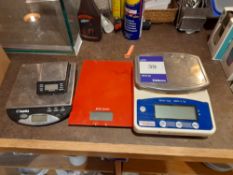 Weighstation F201 scales, Max. 3kg Min. 0.5g, (no lead), and 3 – other scales, as photographed