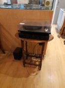 Cambridge audio record player, with table and speaker