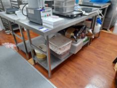 Stainless steel table, contents excluded, approx. 1500mm x 650mm (Please note that this lot is