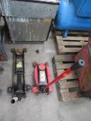 2x trolley jacks, Omega 2 ton-working, missing part of handle. Pro- spares or repairs