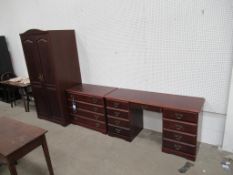 3 Piece Bedroom Suite Comprising Double Wardrobe, 4 Drawer Chest of Drawers and 5 Drawer Desk