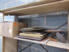 A control box, pictures, metal ware and 2x heaters