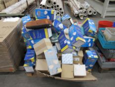 Contents of Pallet Including Sockets, Luneta Spotlight, Bulbs etc.Please note there is a £12 + VAT L