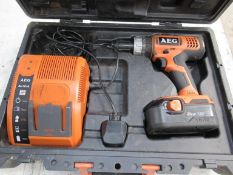WORKING AEG cordless hammer drill with battery and charger in carry case