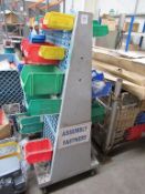 Qty of Mountage Storage bins (and contents) and Mobile Bin Rack