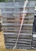 14no. Black Open Deck Plastic Pallets 1100 x 1100 x 150mm. Please note this lot is located in Hemswe