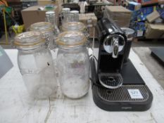 Magimax coffee machine, 4 x Kilner jars and 3 x botlle jars