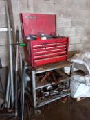 2-Tier Mobile Steel Tool Trolley with Various Sockets & Ratchets & Snap-On 9 Drawer Tool Box with