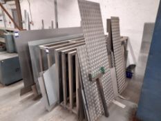 Assortment of metals to include sheet metal to rack, & various off-cuts against wall - (Rack not