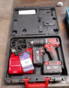 Milwauke Cordless Drill with charger and spare battery