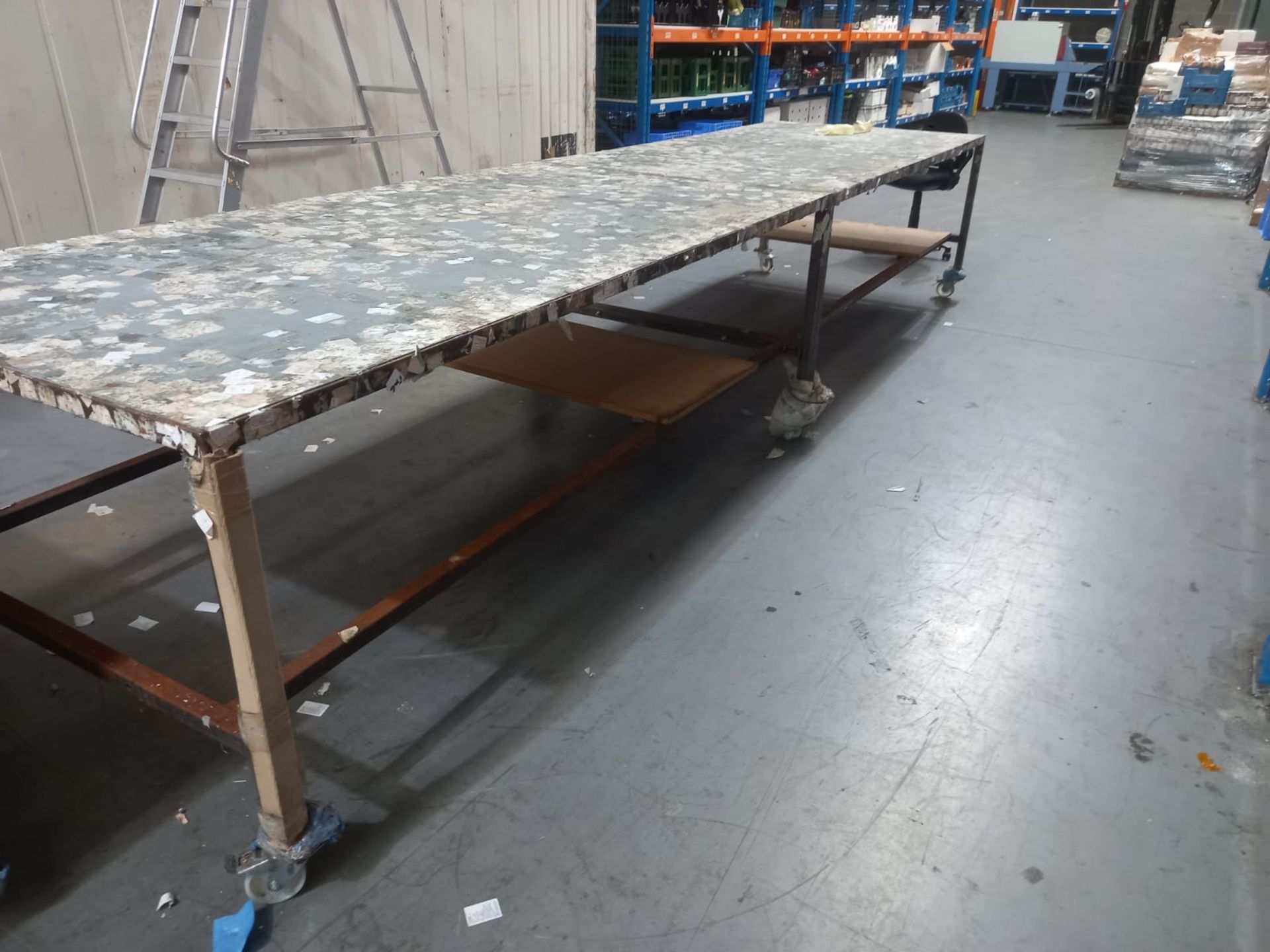 4 Mobile picking tables (2 bolted together) 2500mm - Image 2 of 2