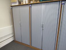 2 x Tambour fronted cabinets (1050 x 550 x 1900), to first floor office