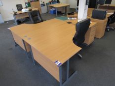 2 x Curved single person workstations with pedestals
