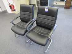 Pair of leather effect cantilever arm chairs, to first floor office