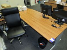 3 Section single person workstation with pedestal, and leather effect operators chair