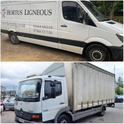 Mercedes Benz Sprinter 313 CDI LWB 3.5T High Roof Panel Van (2014) & Mercedes Atego 815 7.5T Curtain Sided Lorry with RB Tail Lift