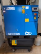 Abac Genesis 11 270 Piston Tyre Air Compressor with floor mounted receiver, serial number