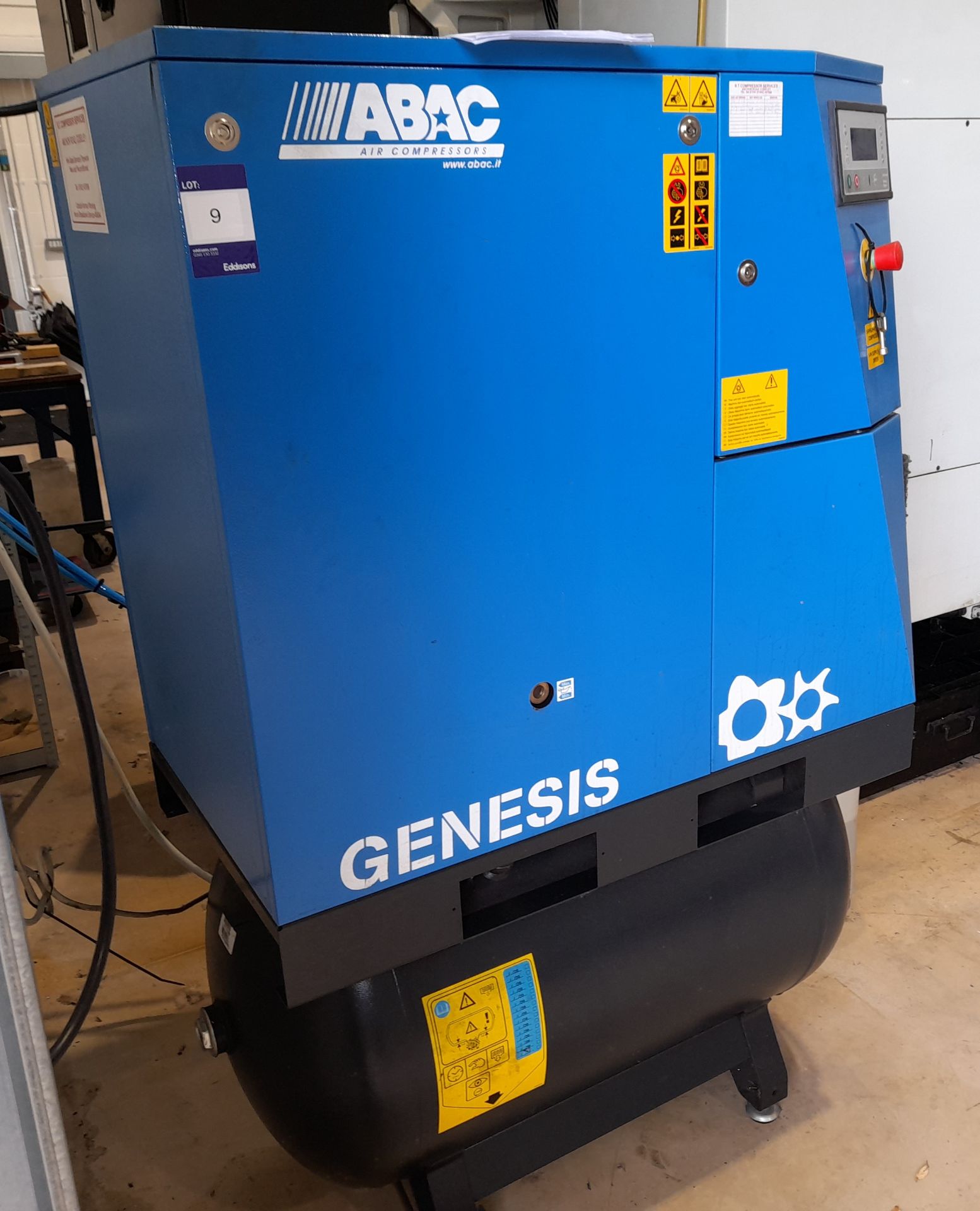 Abac Genesis 11 270 Piston Tyre Air Compressor with floor mounted receiver, serial number - Image 5 of 5