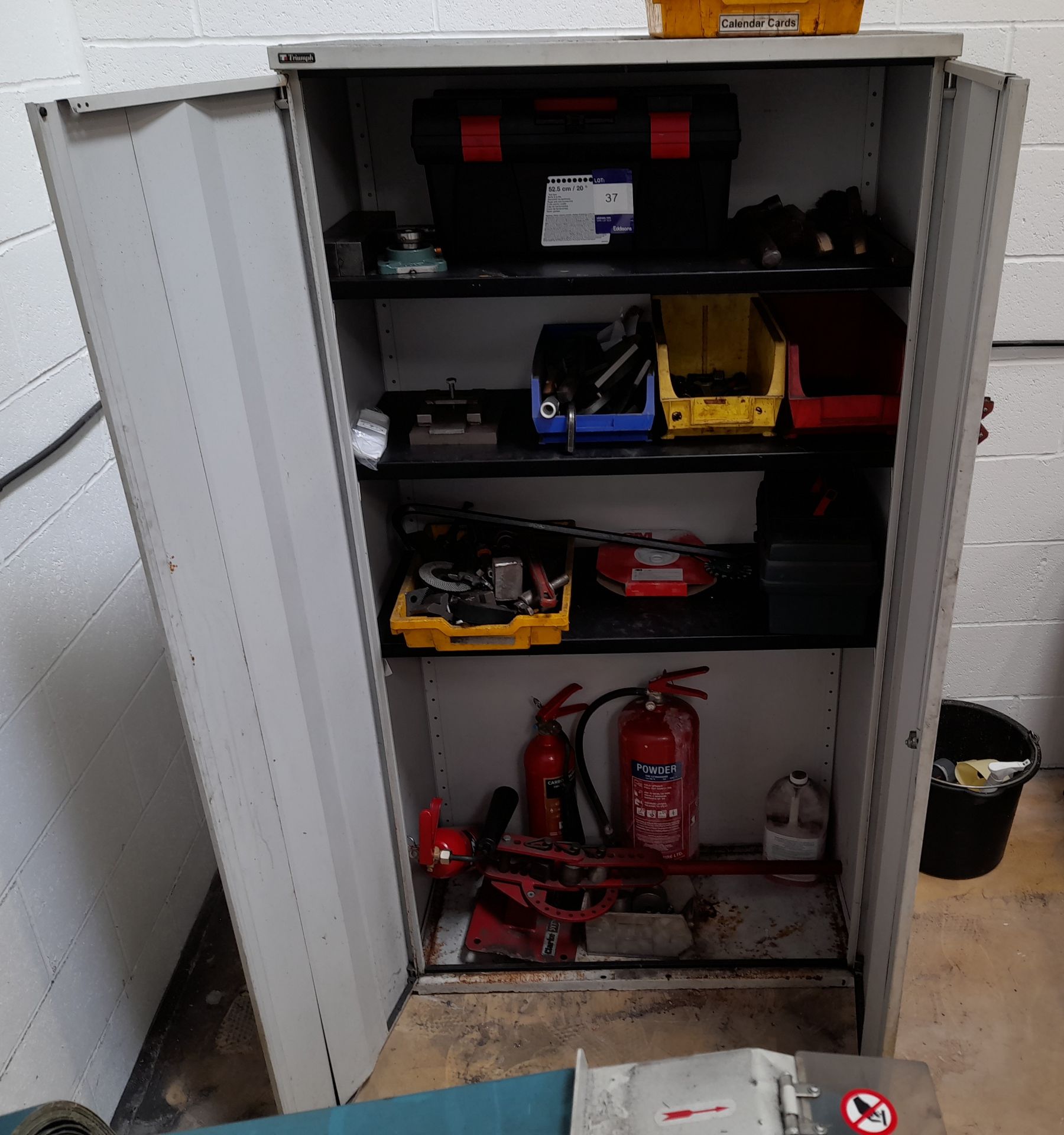 Metal Cupboard with contents