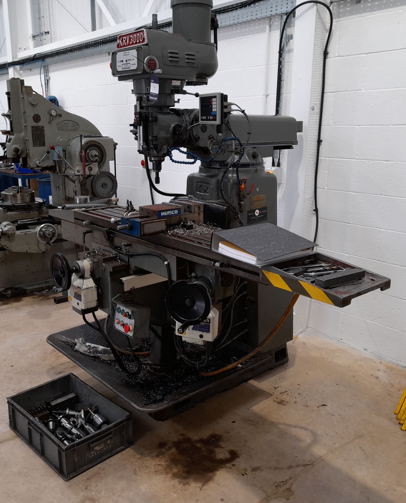 King Rich KRV3000 Turret type Vertical Milling Machine, with Newall B60 readout, model KR- - Image 3 of 12