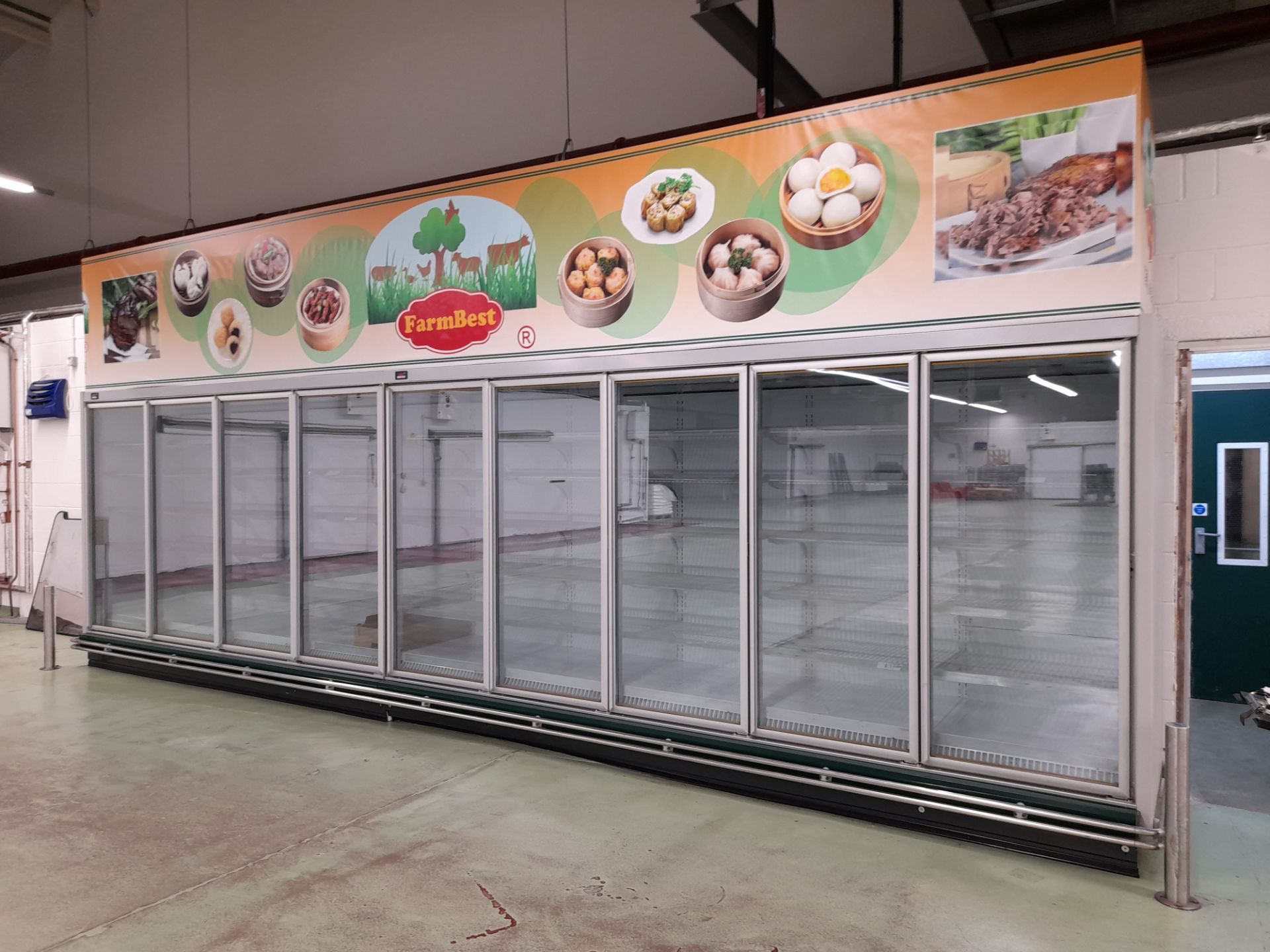 9 Door freezer display unit, approx. 7000mm length (Disconnection required by qualified