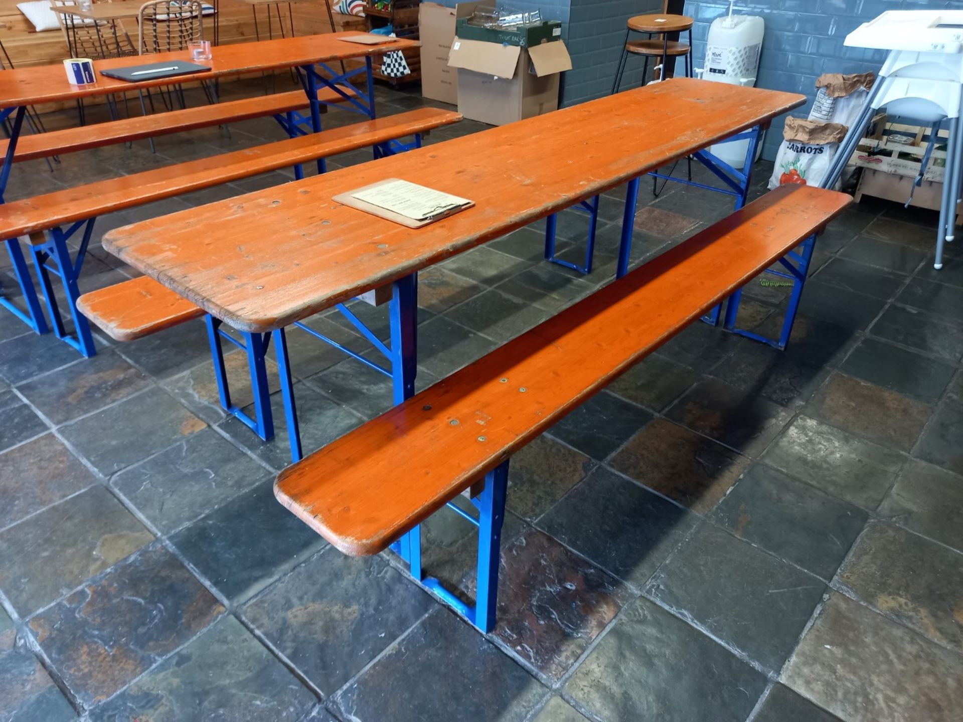 Foldaway Long Bistro Table 2200 x 500 with 2 x Bench Seating - Image 2 of 4