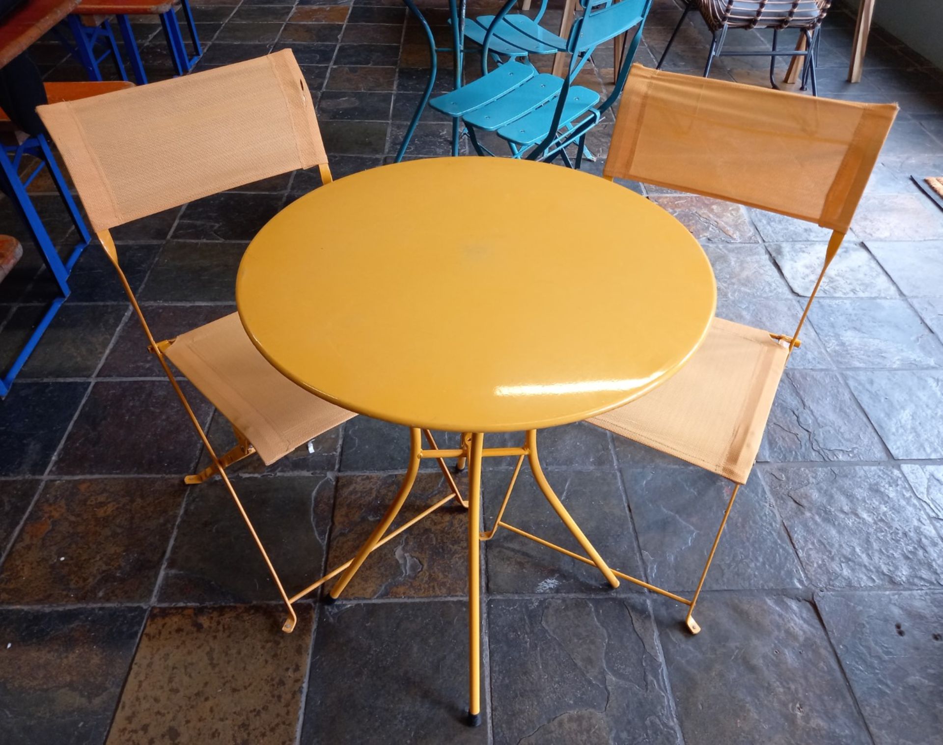 Outdoor Metal Bistro Set comprising of Table (600mm diameter) & 2 x chairs