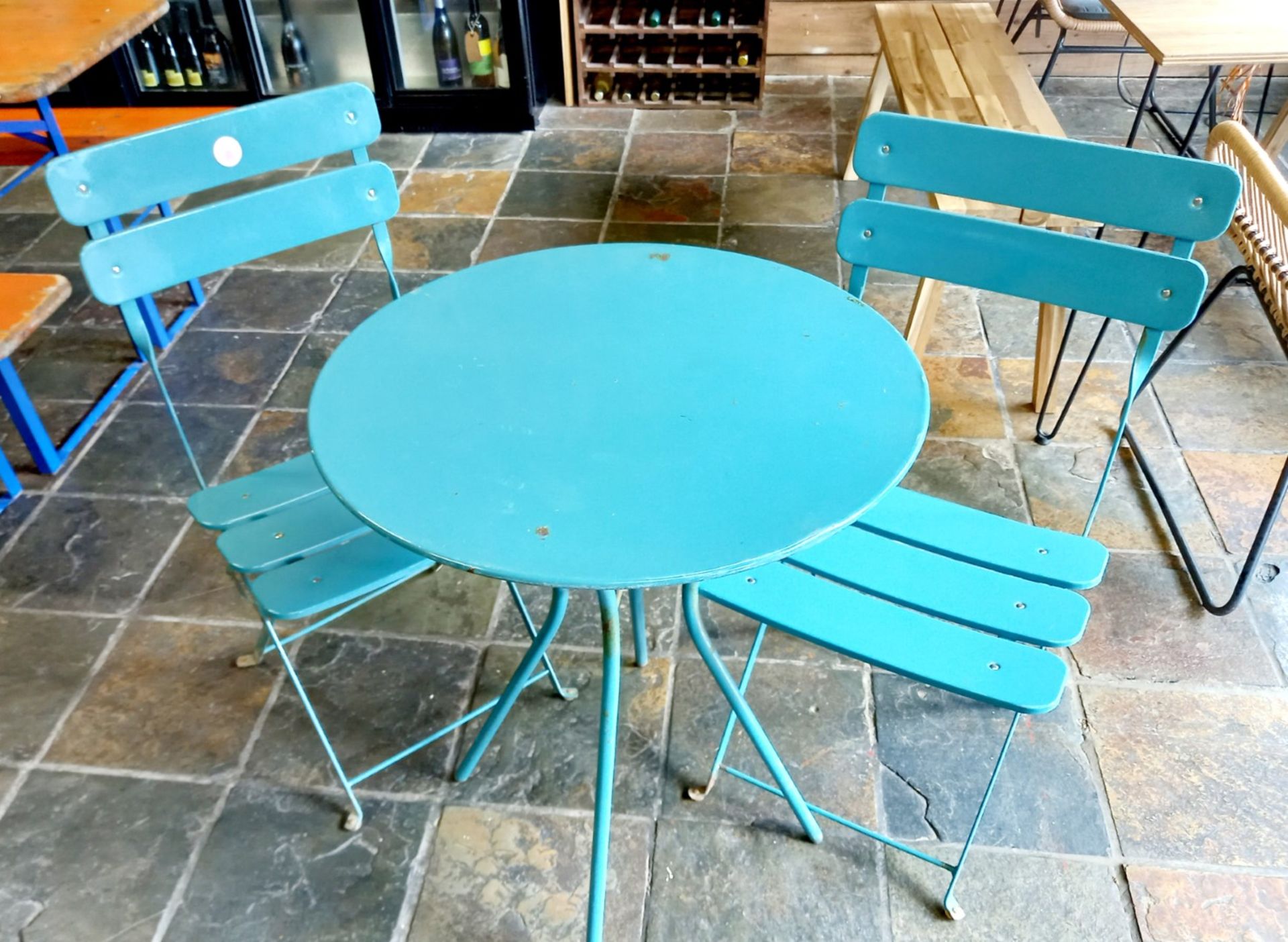 Outdoor Metal Bistro Set comprising of Table (600mm diameter) & 2 x chairs