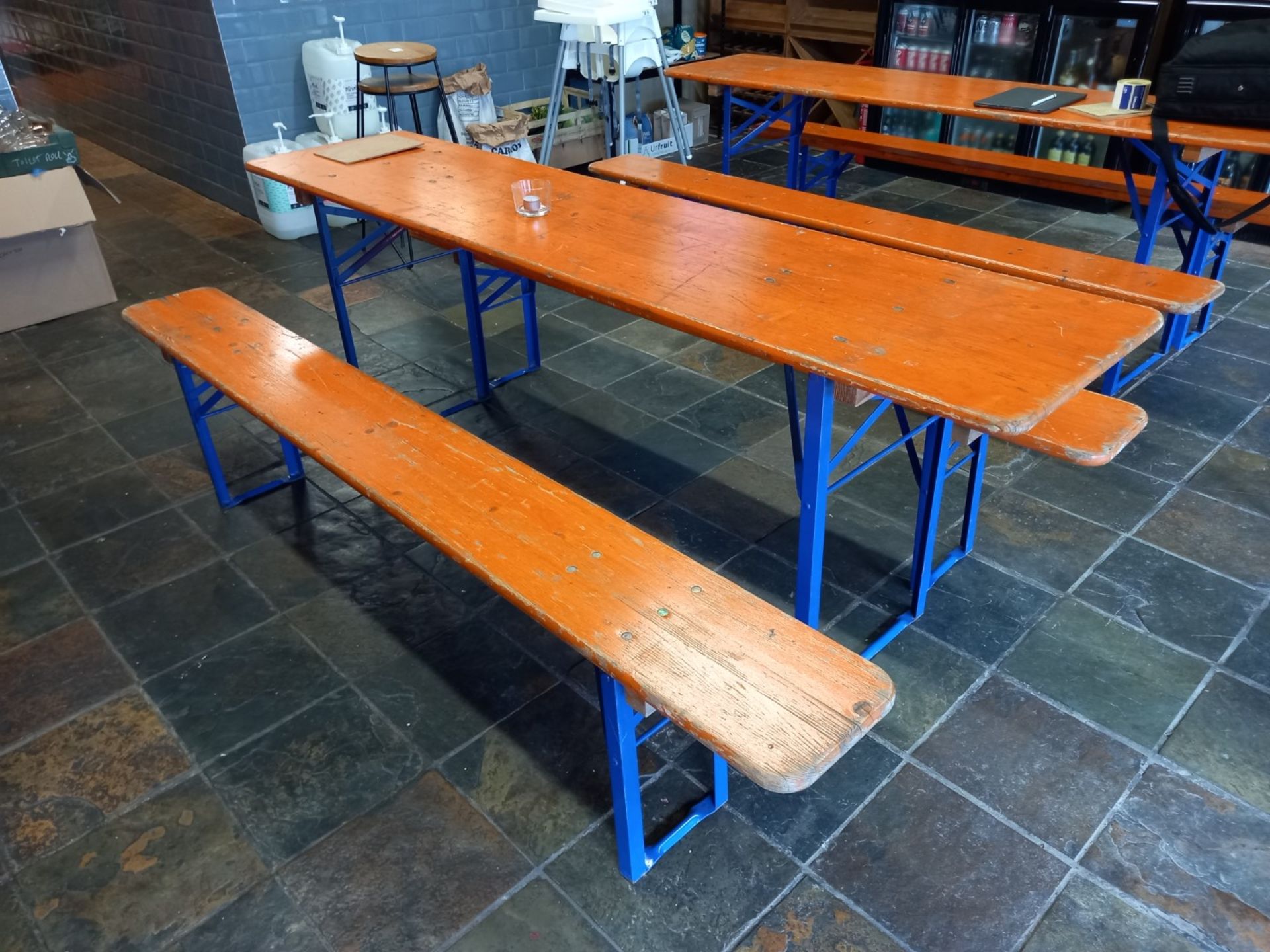 Foldaway Long Bistro Table 2200 x 500 with 2 x Bench Seating