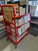 3x Mobile Double Sided Book Trolley. CONTENTS EXCLUDED