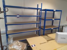 2 Bays of Lightweight of Racking (CONTENTS EXCLUDED), 3x Bookshelves, Small Table