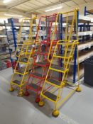 3x Steptek 5 Tread Mobile Warehouse Ladder