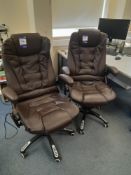 2x Hom Com Massage Chairs J-195DM, Brown Faux Leather