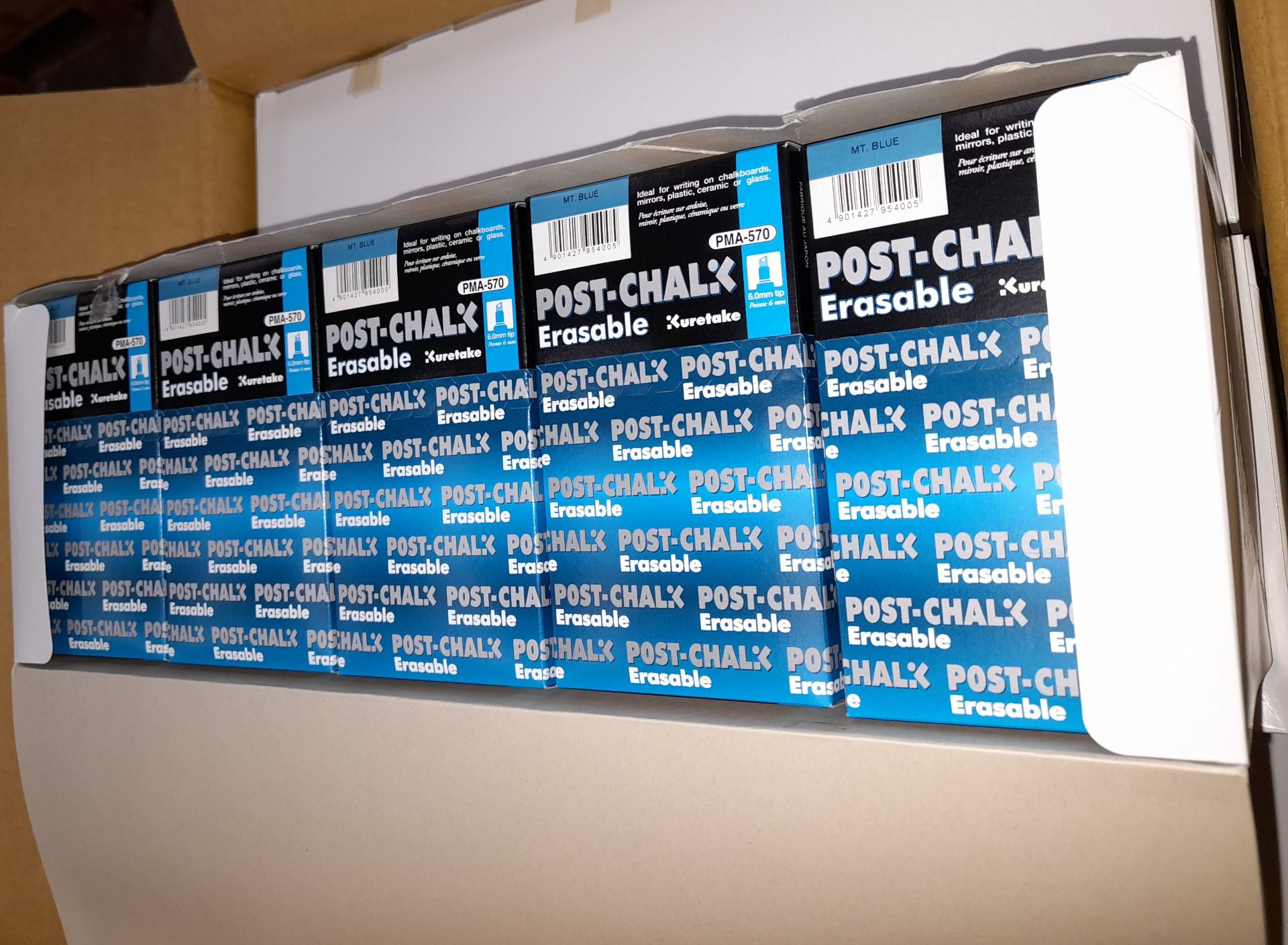 1 x Box of Kuretake Post-Chalk Erasable MT Blue PMA-570ME Markers, approximately 700 markers, - Image 4 of 6