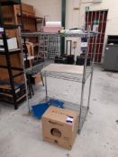 Three tier stainless steel rack and 3 tier mesh rack (contents excluded)