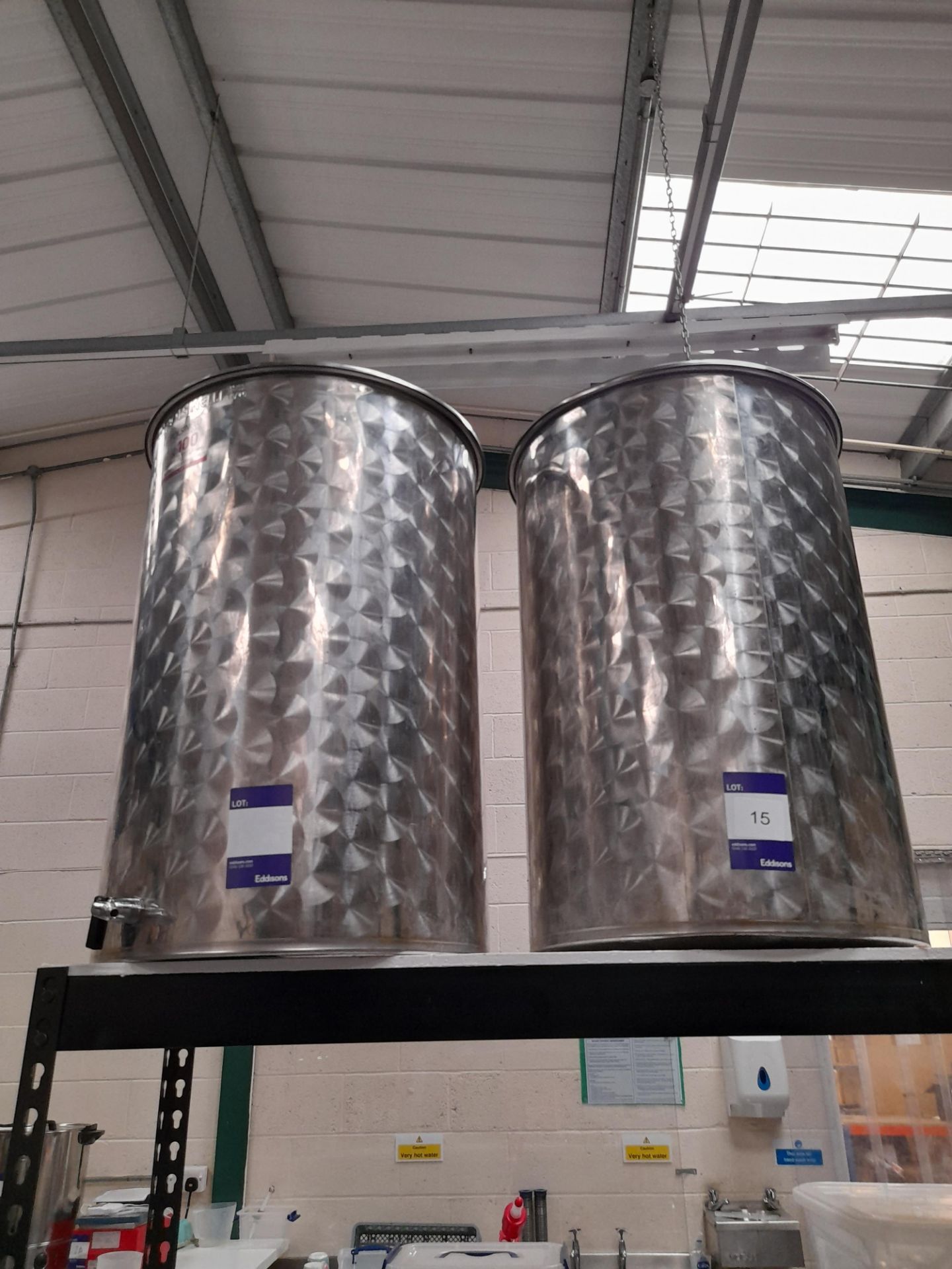 2 Various stainless steel vats