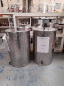 2 x Polsinelli stainless steel 100L vats