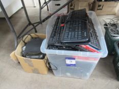 Large qty of PC keyboards to crate with qty of mice to cardboard box