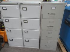 3x Four Drawer Filing Cabinets