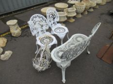 3pc Metal White Painted Garden Set