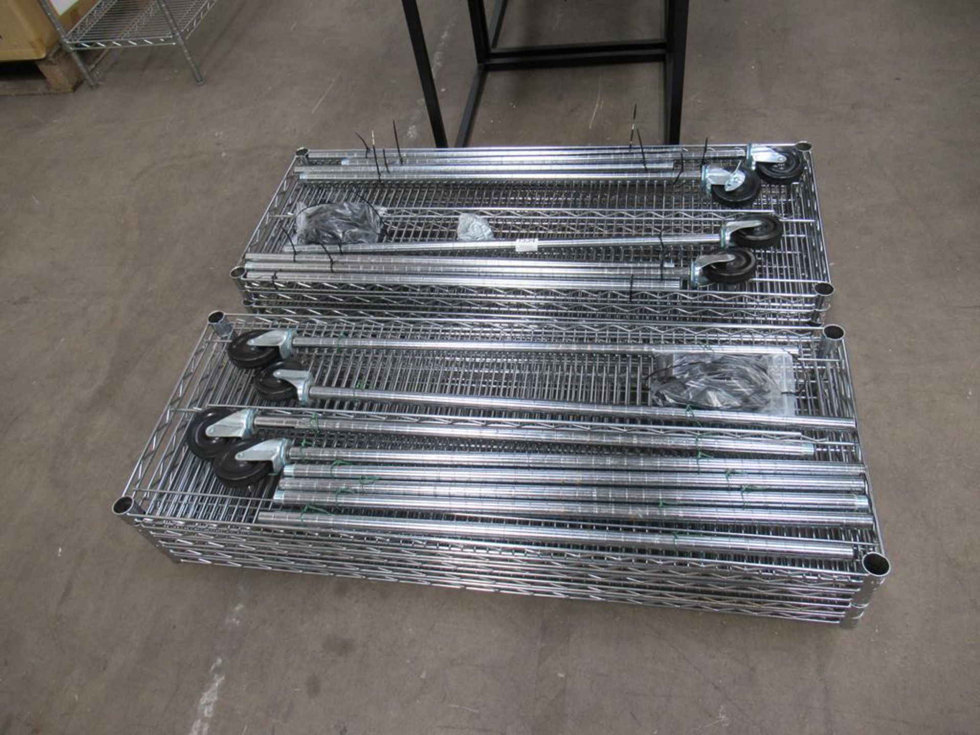 2x Dismantled Chrome Wire Mobie Shelving Units (5 tier each unit).