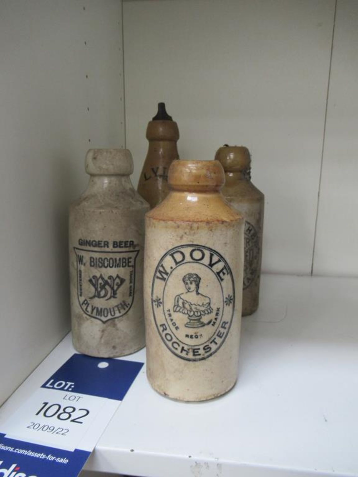 4x Stone Ginger Beer Bottles - W.Biscombe, Plymouth; W.Dove, Rochester; C.Butcher, Chatham; D.T.J Ly - Image 2 of 6