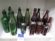 Qty of Green & Brown Coloured Glass Bottles