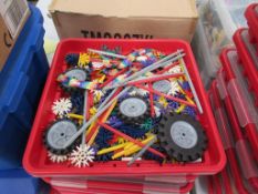 Selection of KNEX to 6 plastic containers, 2 cases and 1 crate