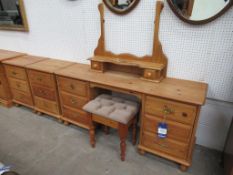 Twin Pedestal Dressing Table with a Pair of Three Drawer Bedside Cabinets