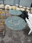 2x Metal Painted Green Tables