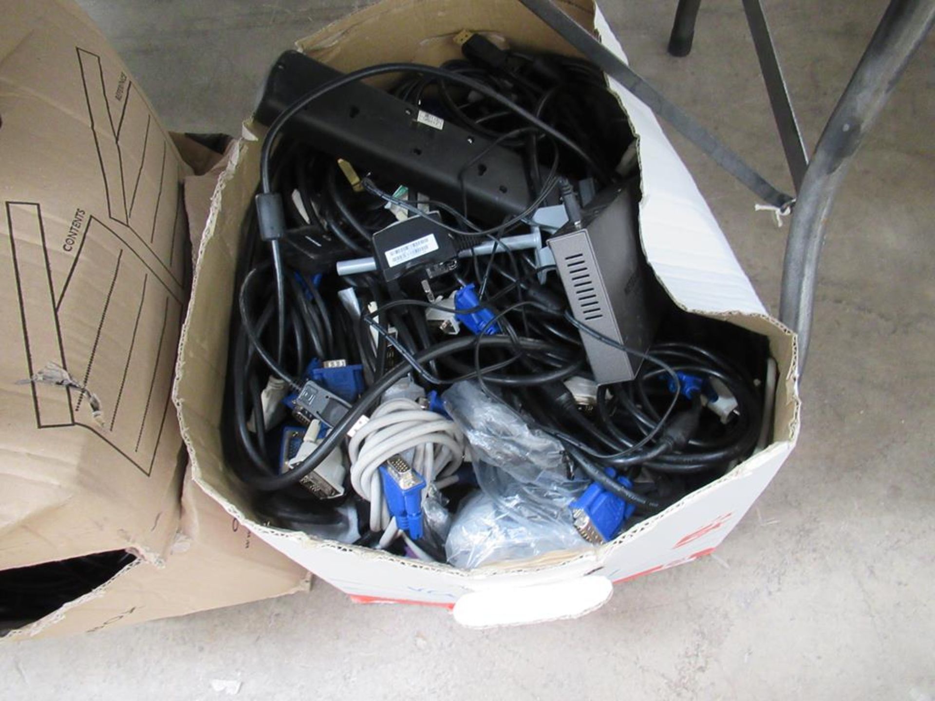 Large qty of various PC cables and couplats etc to 4 cardboard boxes - Image 2 of 3