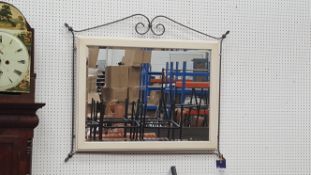 A Ducal Riverdale (limewash) Pine Framed Bevelled Glass Wall Mirror in Pewter Finish Metal Surround.