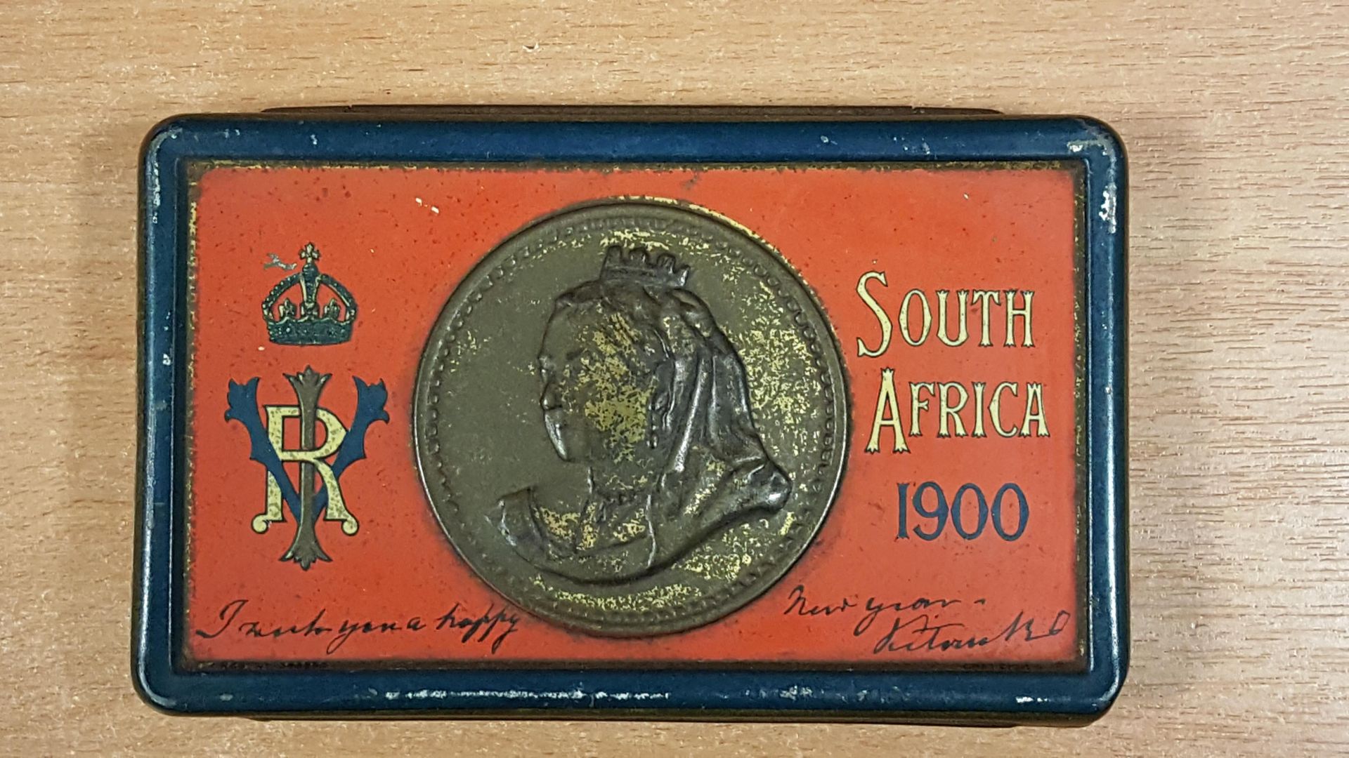 A Tin of Boer War Chocolate - South Africa 1900 - with Rowntree Branded Chocolate Inside