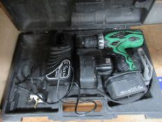 Hitachi Cordless Drill with 2x batteries, charger in case